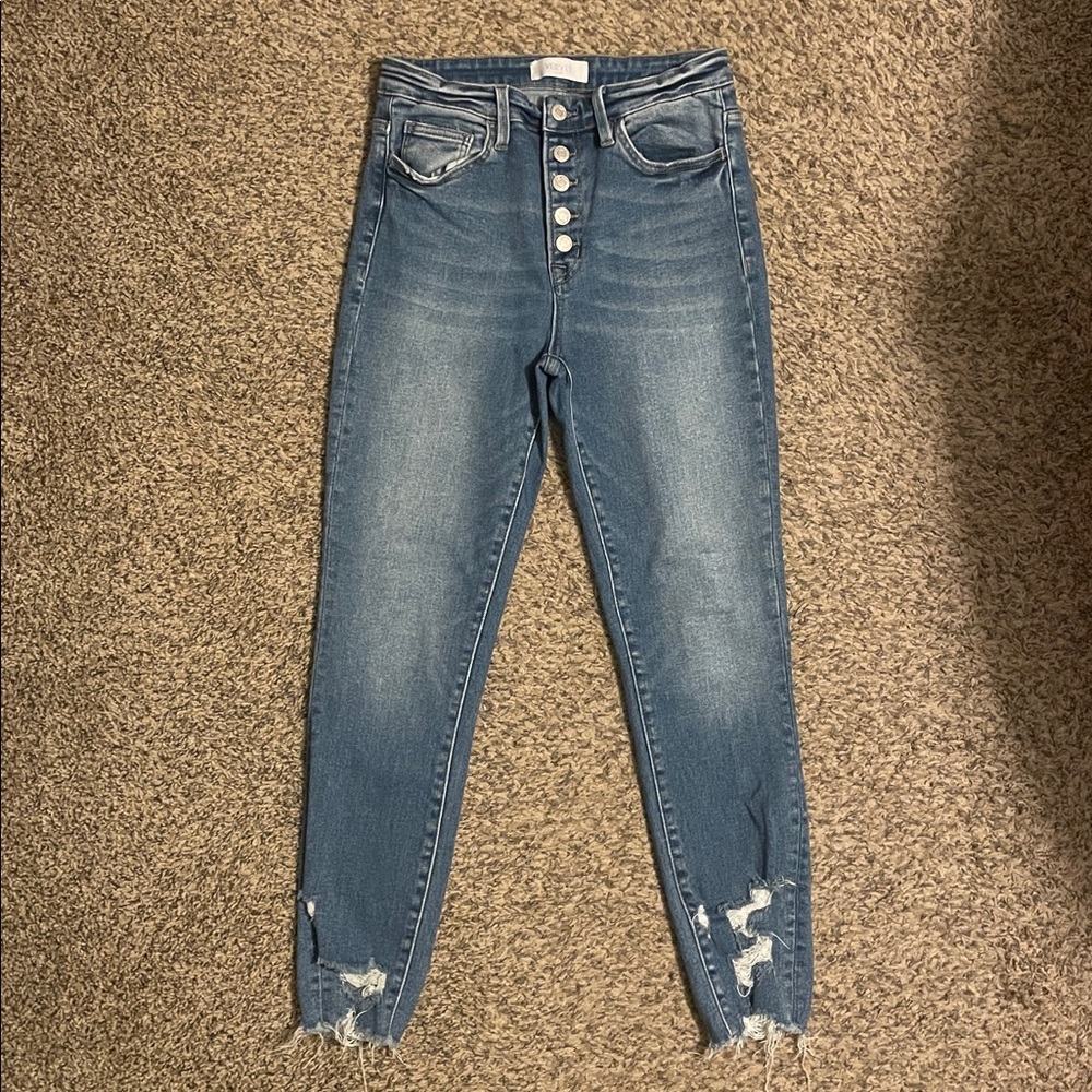 VERVET BY FLYING MONKEY High Rise Distressed Blue Jeans